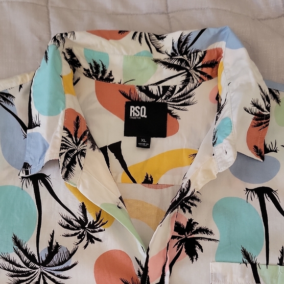 RSQ Multicolor Palm Tree Dress Shirt - Picture 2 of 3